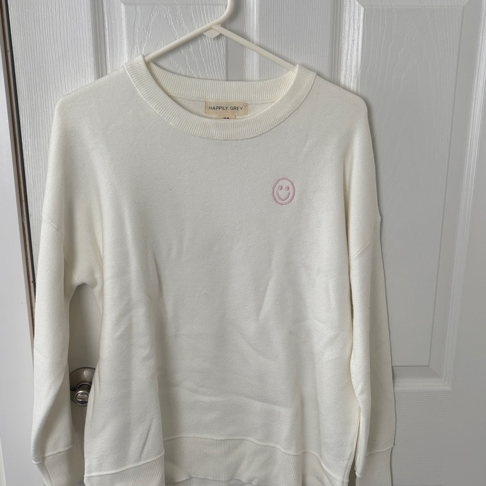 Happy Grey Women's Cream Crew Neck Sweater